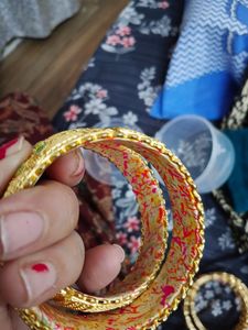Gold Plated Bangles with lac fill inside