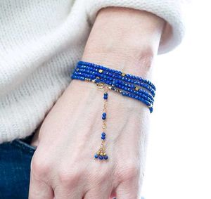 Blue Beaded Bracelet with Gold Accents💙