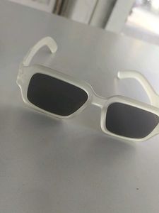 Chunky White Rectangular Sunglasses