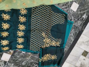 Mehndi Theme Unstitched Material On Lehena