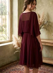 Maroon Fit &amp; Flare Midi Dress