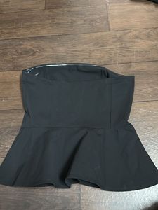 Chic Black Strapless Peplum Top