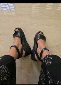 Crocs Black Wedge Sandals