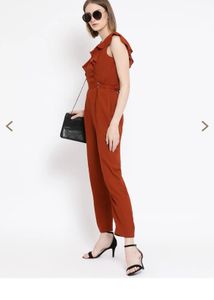 Chic Rust Ruffle Jumpsuit