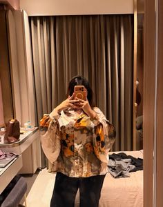 Abstract printed satin designer blouse