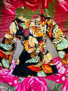 Vibrant Tropical Print Long Sleeve Top