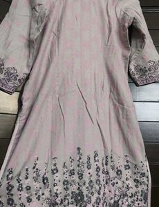 Grey Printed Kurta with Dupatta
