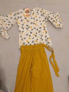 Cute Girls' Heart Print Top &amp; Palazzo Set