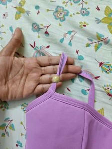 Lavender Strappy Y2k Top with Wood Accents