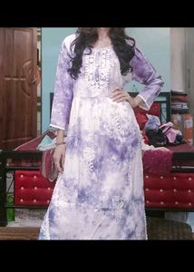 Beautiful Purple Tie-Dye kurta with pant set