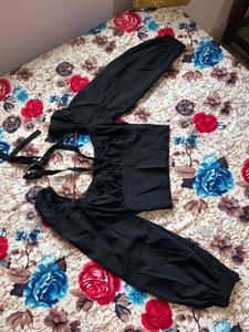 Black Palazzo Pants with Straps