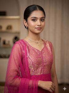 Elegant Fuchsia Brocade Kurta Set