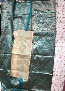 silk zaree work saree with blouse piece