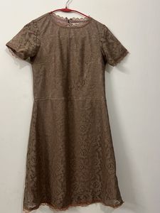 Brown Lace Midi Dress