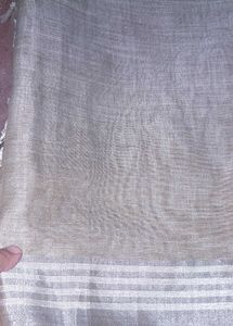 Jacquard Linen Cotton Saree With Chit Pallu