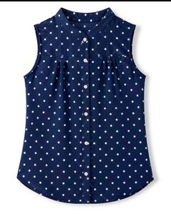 Navy Blue Polka Dot Sleeveless Top