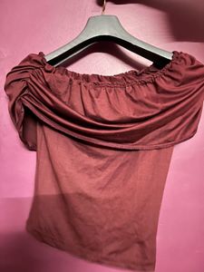 Off-Shoulder Draped Cherry Red Top