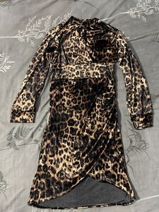 Velvet Leopard Print Midi Dress