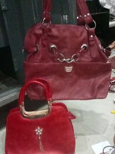 Chic Red Handbag Set. 2 handbags