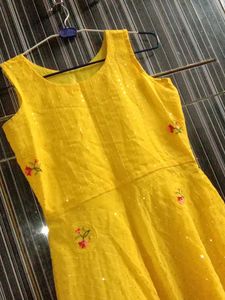 Yellow Embroidered Kurti