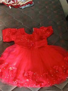 Red Sparkly Flower Girl Dress