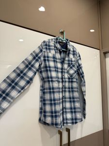 Men's Blue Plaid Button-Up Shirt