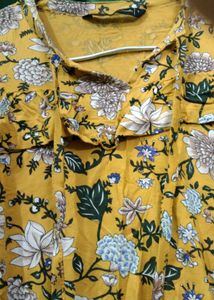 Yellow Floral Cold Shoulder Top