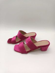 Chic Pink Velvet Block Heels