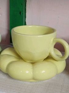 Cute Yellow Cup and Saucer Set