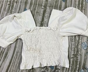 White Puff Sleeve Top