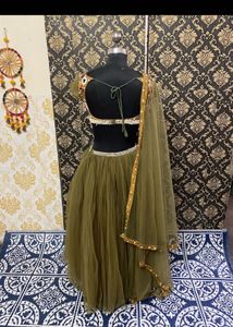 Olive Green Embellished Lehenga