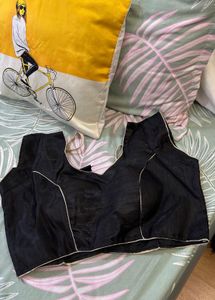 Elegant Black Blouse with Gold Trim
