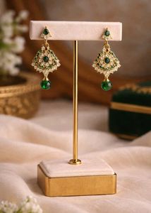 Stunning Green &amp; White Stone Dangle Earring