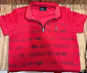 Men's Red Geometric Print Polo T-Shirt(M SIZE)