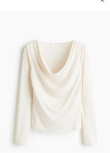 H&amp;M Cream Cowl Neck Long Sleeve Top