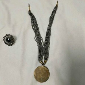 Boho Beaded Necklace and Ring Set
