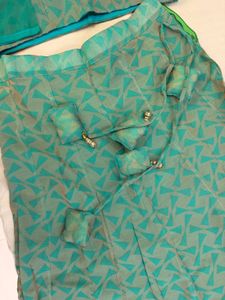 Stitched Green Printed Lehenga Choli Set