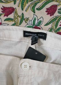 MANGO Chic Cream Linen Shorts