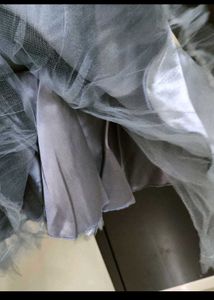 Adorable Grey Party Dress with Gold Leaf Embellish