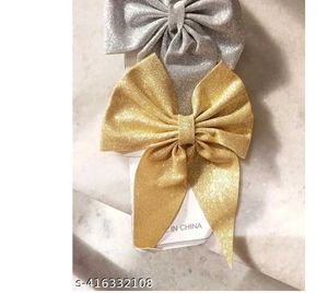 pack of Sparkly Bow Hair Clips silver and golden