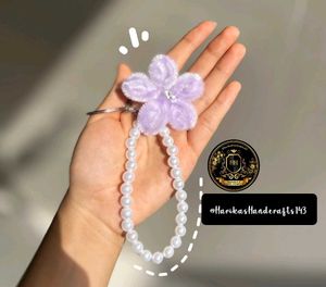 Handmade Flower Keychain with Pearl Strap