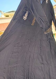 Elegant Black Anarkali Kurta with Gold Border