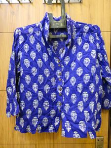Vibrant Blue Block Print top
