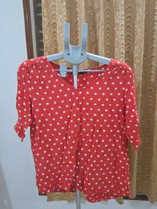 Fig Cute Red &amp; White Polka Dot Top