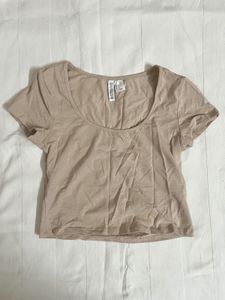 H&M Basic Beige Scoop Neck Top