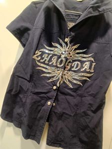 Stylish Navy Blue Embellished Top