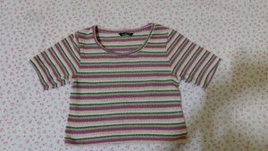 Striped Knit Cropped Top