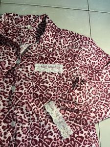 Pink leopard print lace loungewear co ord