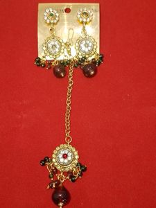 Earing or mangteeka set, made of nag