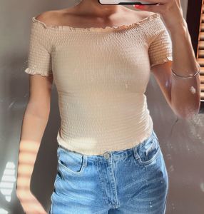 Khaki Smoked Frill Top